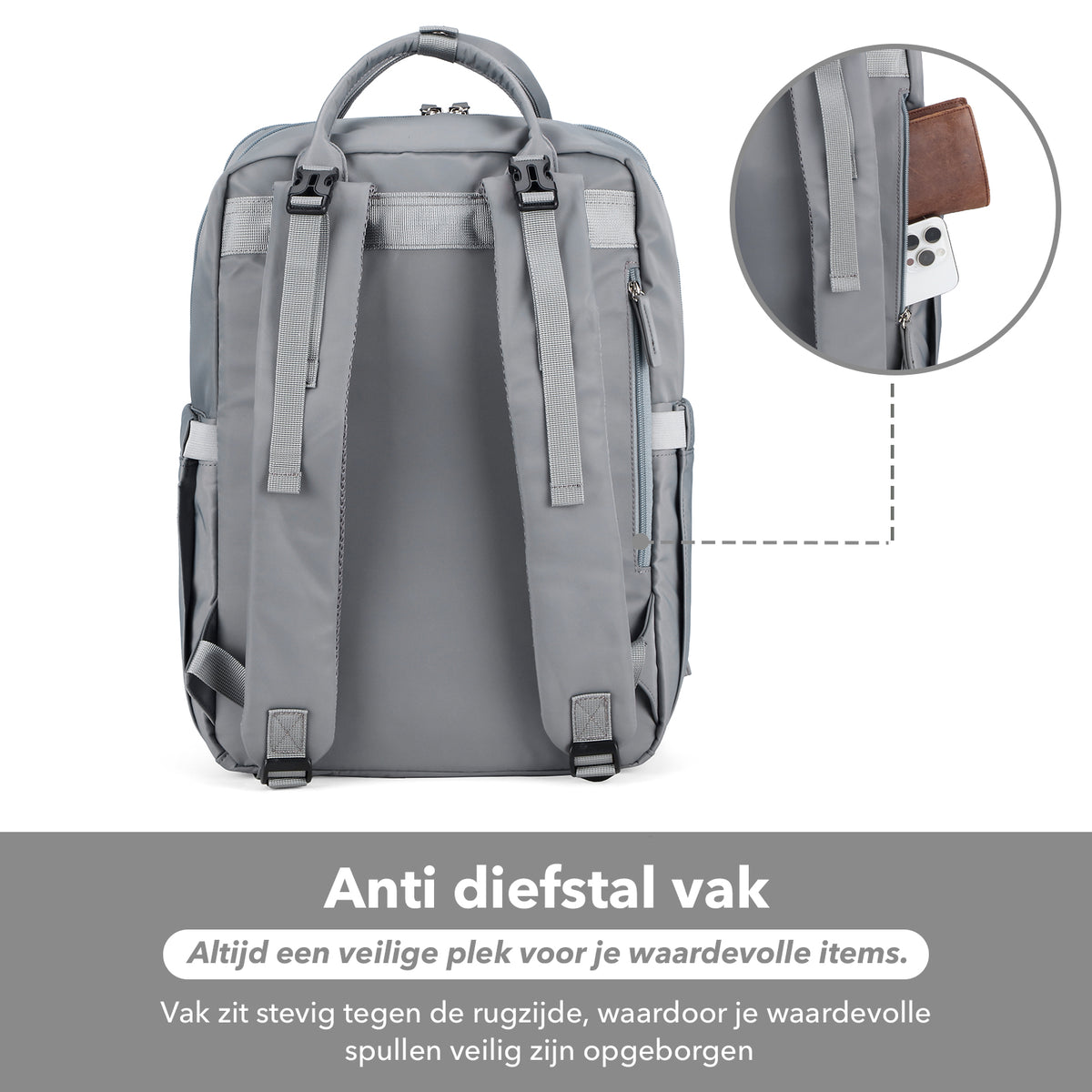 Brisby slijtvaste Luiertas – verzorgingstas – met buggymontage - Bluishgrey