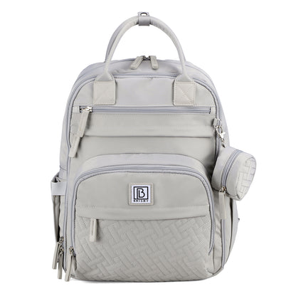 Brisby Premium Luiertas – Uitgebreide en Functionele Verzorgingstas – met buggymontage – Anti Diefstal Vakken - Reistrolley Sleeve - Inclusief verschoonmatje t.w.v.15,99 euro en speenhouder - Levenslange Garantie -Modern Grey