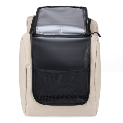 Brisby Dubbele Fietstas 28 Liter – Koeltas en Lunchtas – 4-laags Geïsoleerd – Voor Gewone en Elektrische Fiets – Waterafstotend met Waterdichte Ritsen – Natural Champagne