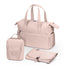 Venezia diaper bag and weekend bag pink - PU leather - shoulder bag - wear-resistant - Incl. buggy/pram hooks, changing mat and cool bag