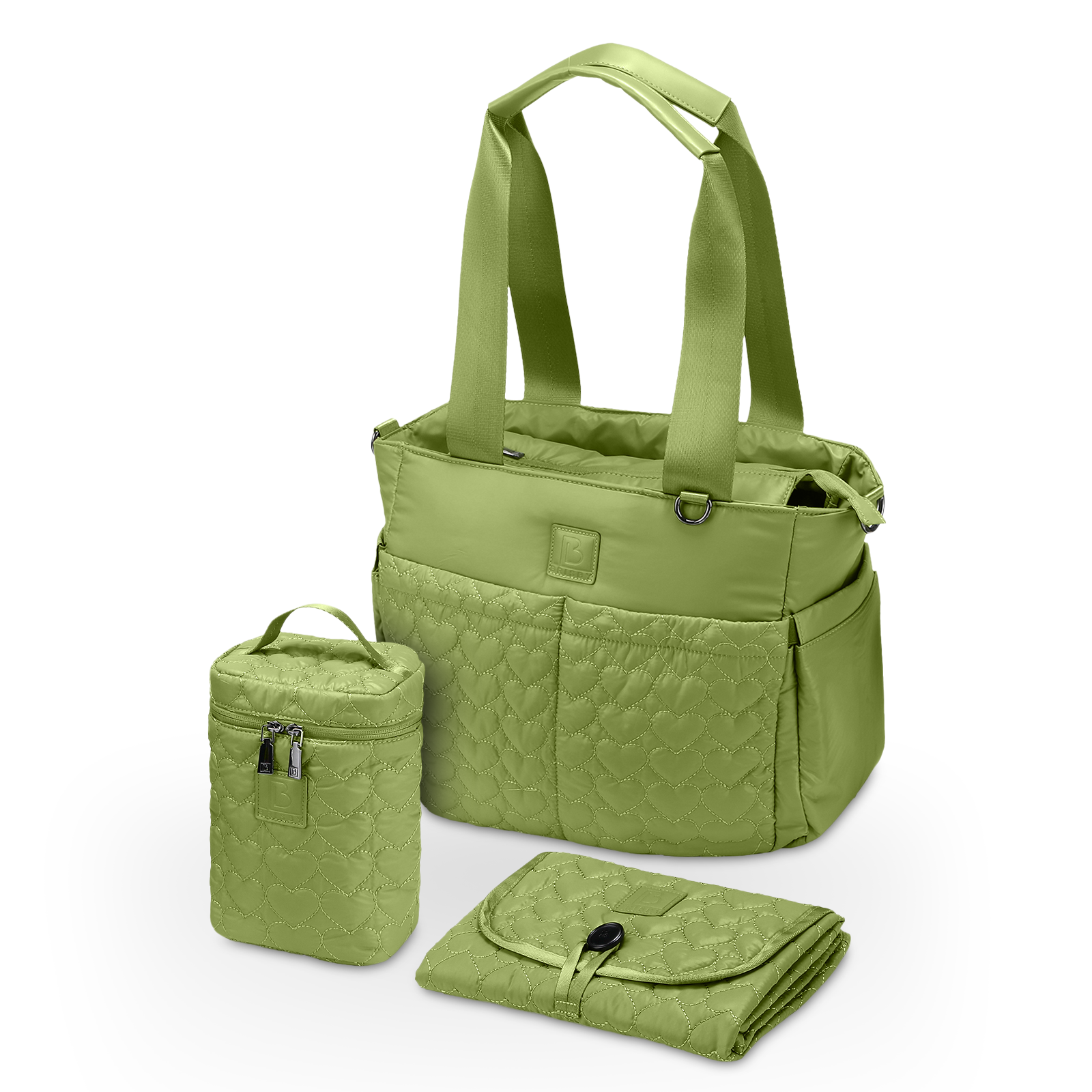 Florence diaper bag 17L green - shoulder bag, care bag - hard-wearing - incl. cool bag, changing mat and stroller hooks - nylon