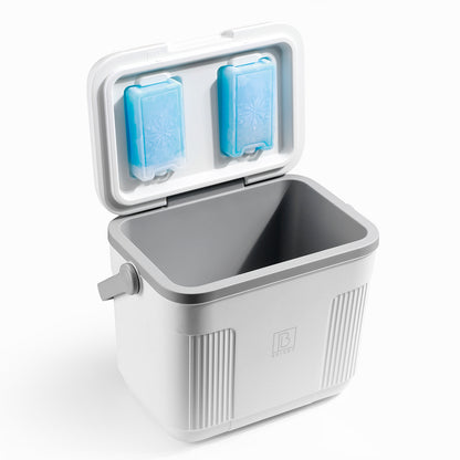 Brisby Koelbox 22L wit + 2 thermosflessen 0,5L set -  incl. 4 koelelementen