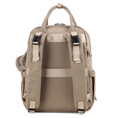 Brisby Premium Luiertas – Uitgebreide en Functionele Verzorgingstas – met buggymontage – Anti Diefstal Vakken - Reistrolley Sleeve - Inclusief verschoonmatje t.w.v.15,99 euro en speenhouder - Levenslange Garantie - Natural Greige