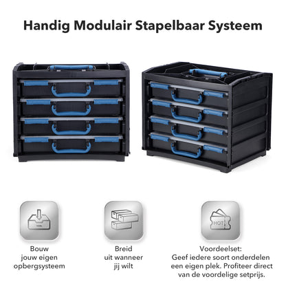 Packaway 5 Delige Draagbare Luxe  Assortimentsdoos, Assortimentskoffer Met 65 Uitneembare bakjes.
