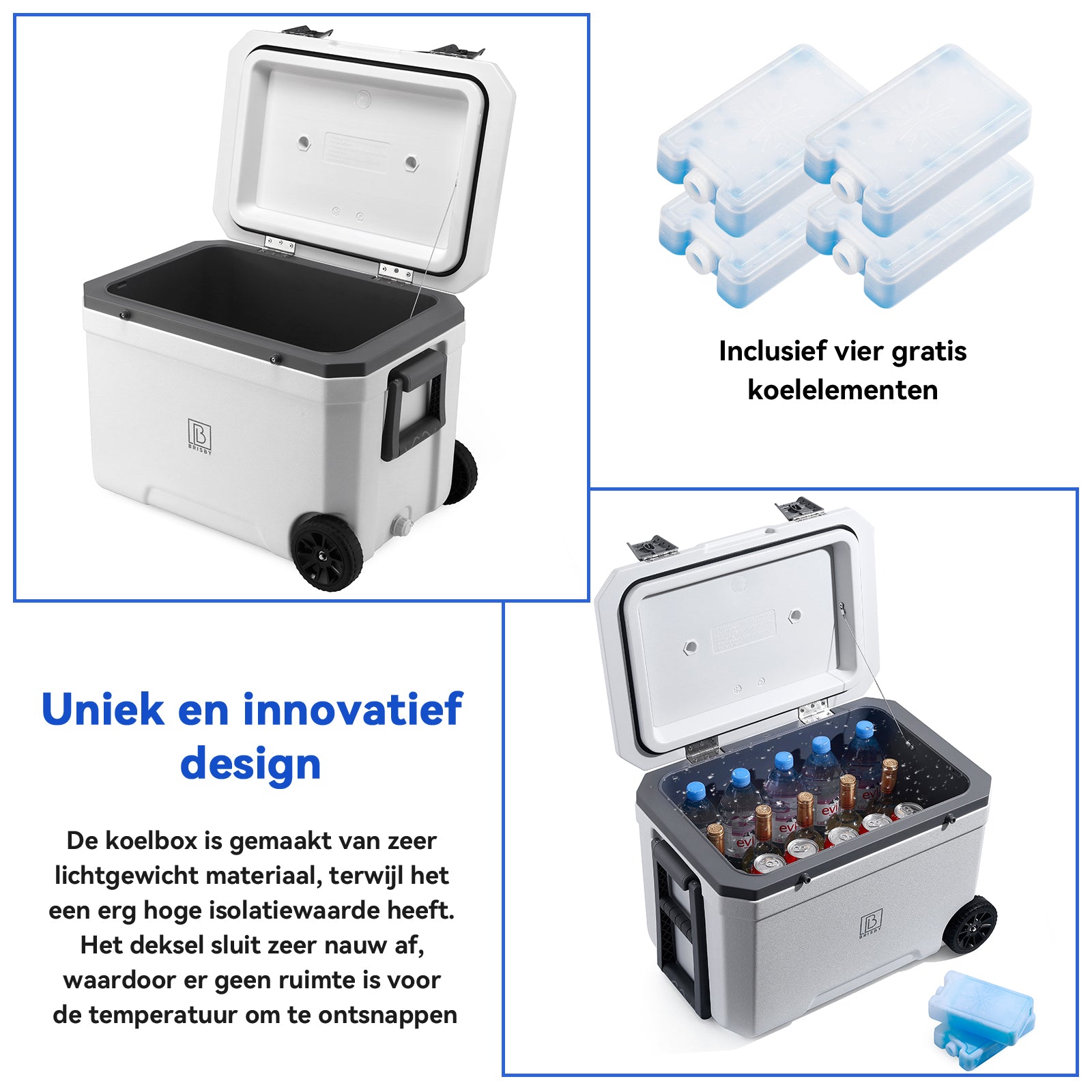 Cool box 45L white - 3 days insulation - 4 cooling elements - temperature-safe closure