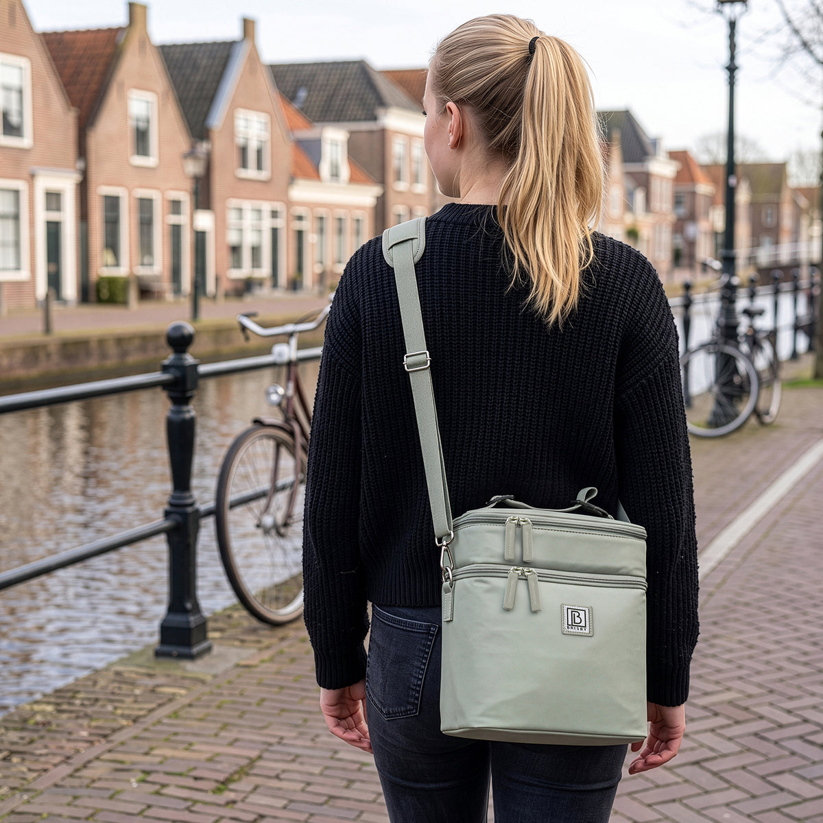 Brisby Koeltas 12 Liter – Lunchtas voor Werk & Onderweg – 2 Geïsoleerde Vakken – Inclusief 2 Koelelementen – Tot 10 Uur Koel - Sage Green