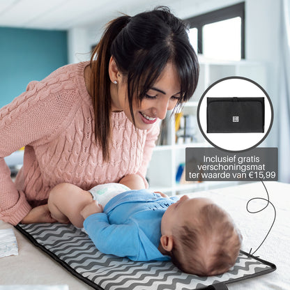 Stayopen diaper bag dark gray - nursing bag - stay-open frame - USB charging function - incl. buggy mounting and changing mat