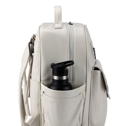 Venezia wear-resistant backpack white - PU leather - 14 inch laptop compartment - water-repellent