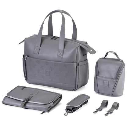 Brisby Luiertas weekendtas Venezia grijs - incl. koeltas, verschoningsmat