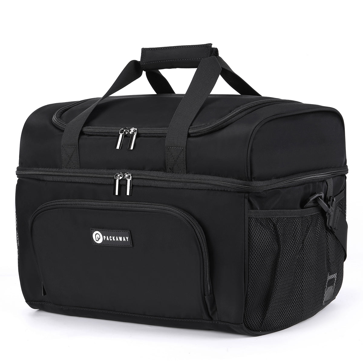 Packaway Koeltas 20L - Lunchtas - Inclusief 4 Koelelementen - Dubbel Compartiment - 4-Laags Geïsoleerd - Waterafstotend - Signature Black
