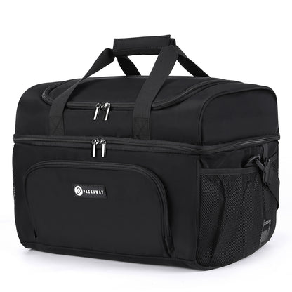 Packaway Koeltas 20L - Lunchtas - Inclusief 4 Koelelementen - Dubbel Compartiment - 4-Laags Geïsoleerd - Waterafstotend - Signature Black