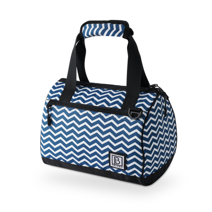 Koeltas 10L zigzag blauw -  Lunchtas - 4-laags geïsoleerd - 2 gratis koelelementen - incl. schouderband