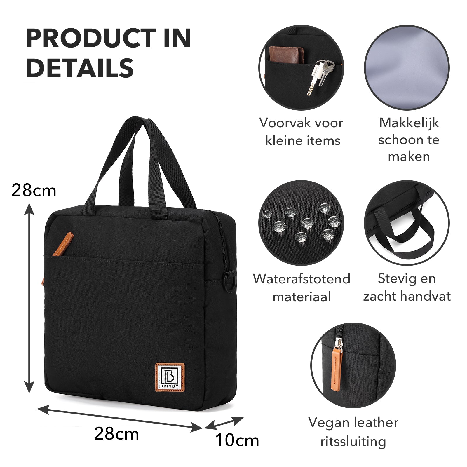 Brisby Koeltas Lunchtas 7L - Inclusief 2 Koelelementen & Schouderband - Zwart