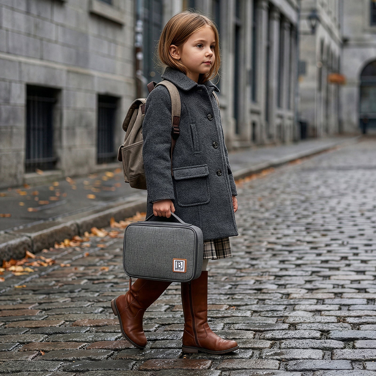 Brisby Koeltas & Lunchtas 2,5 Liter voor Kinderen - Inclusief Koelelement & Naamkaartje - Donkergrijs