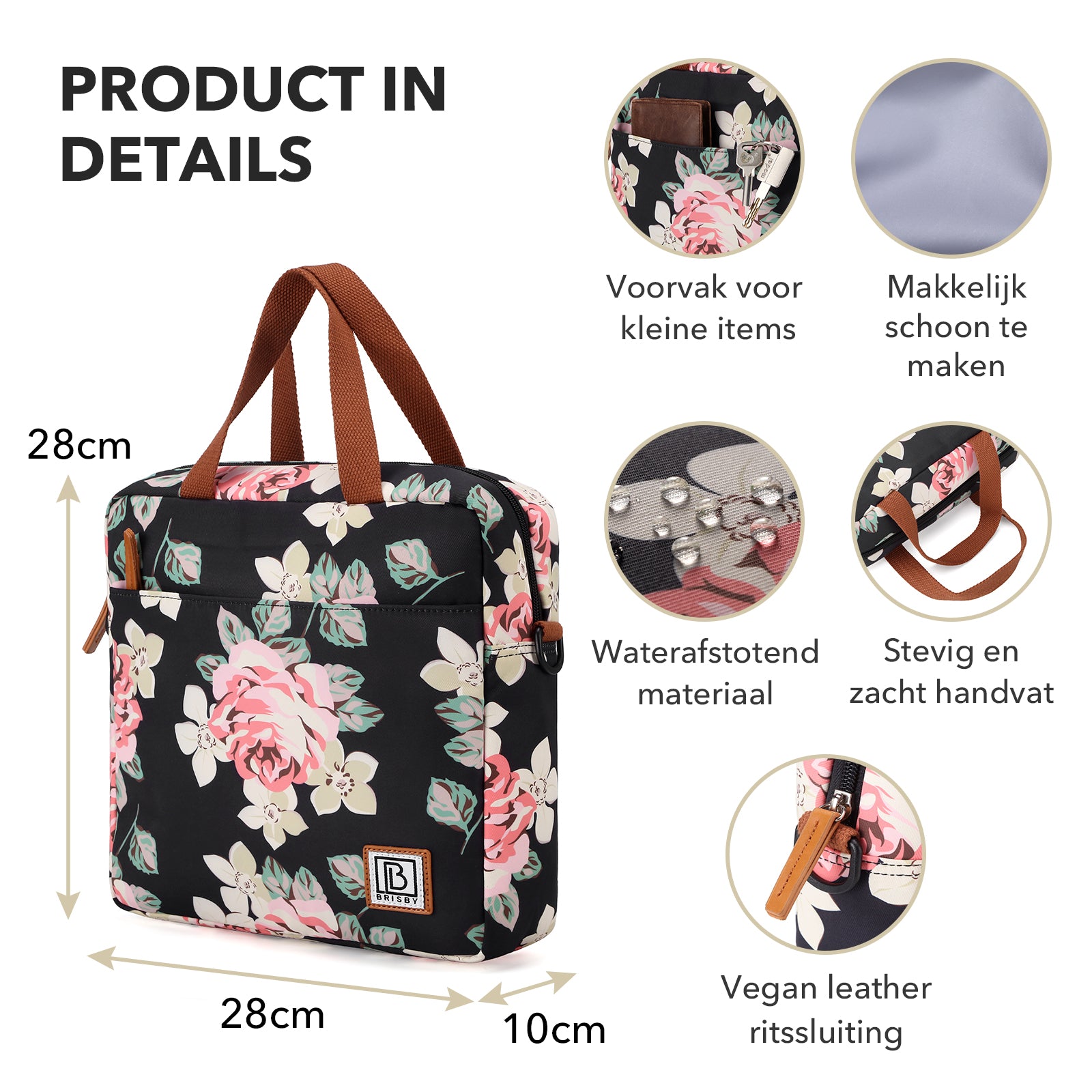 Brisby Koeltas Lunchtas 7L - Inclusief 2 Koelelementen & Schouderband - Bloemetjes