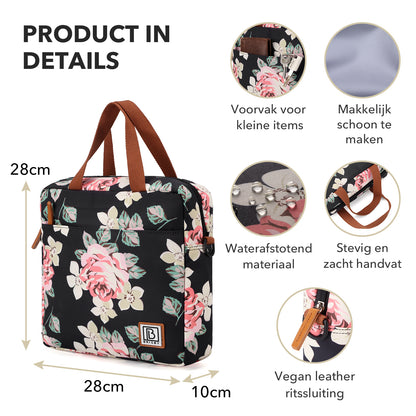 Brisby Koeltas Lunchtas 7L - Inclusief 2 Koelelementen & Schouderband - Bloemetjes