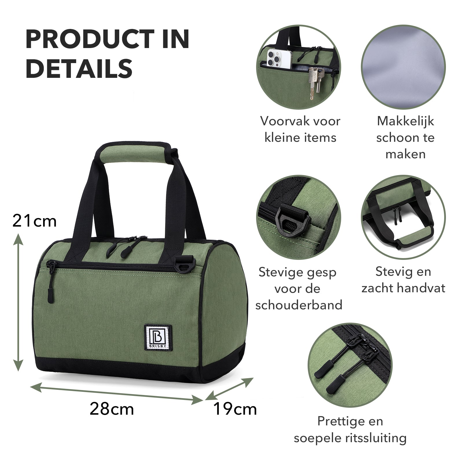 Koeltas 10L avant -  Lunchtas - 4-laags geïsoleerd - 2 gratis koelelementen - incl. schouderband - Groen
