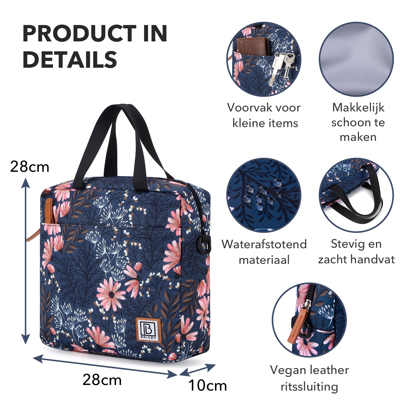 Brisby Koeltas Lunchtas 7L - Inclusief 2 Koelelementen & Schouderband - Japanese Flower