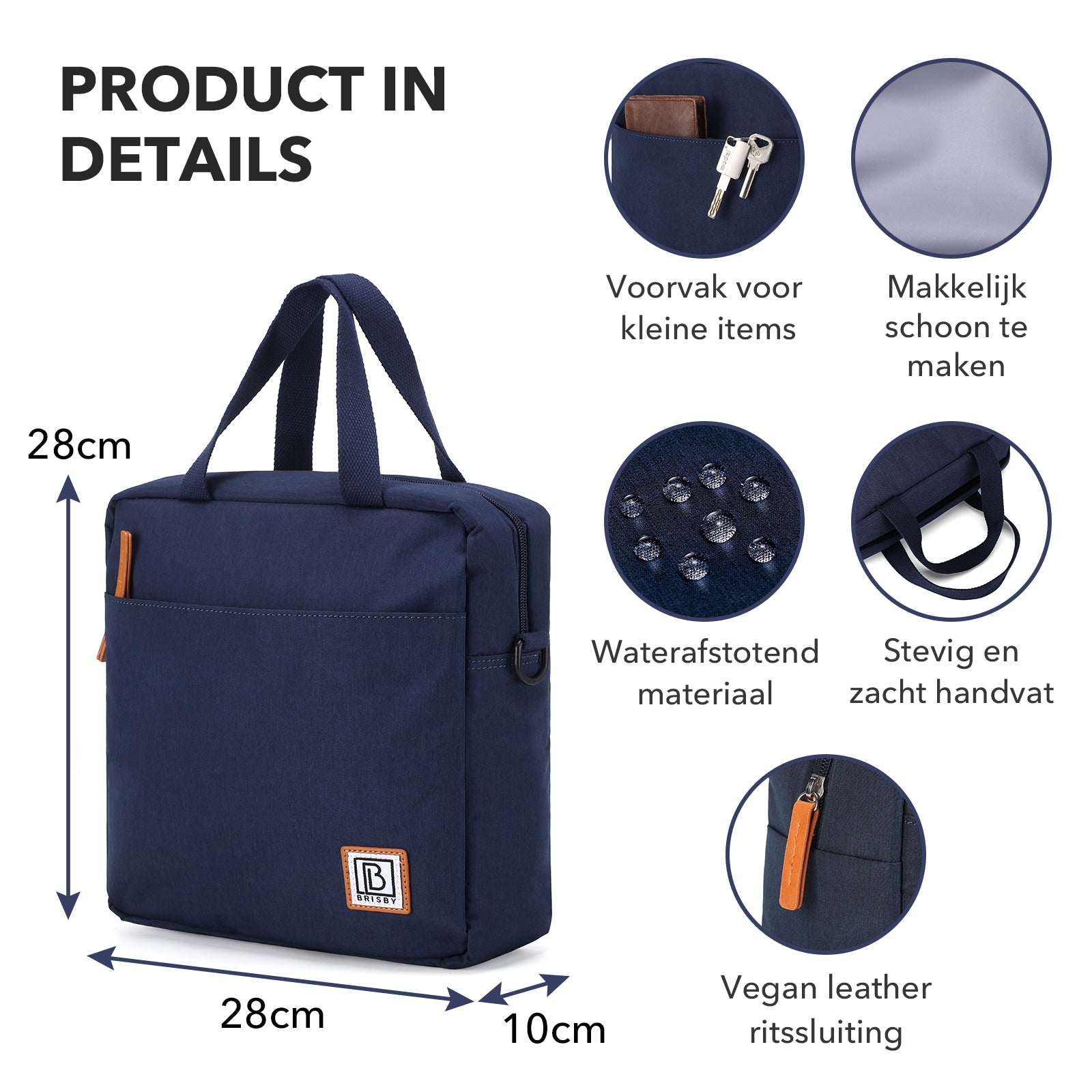 Brisby Koeltas Lunchtas 7L - Inclusief 2 Koelelementen & Schouderband - Blauw
