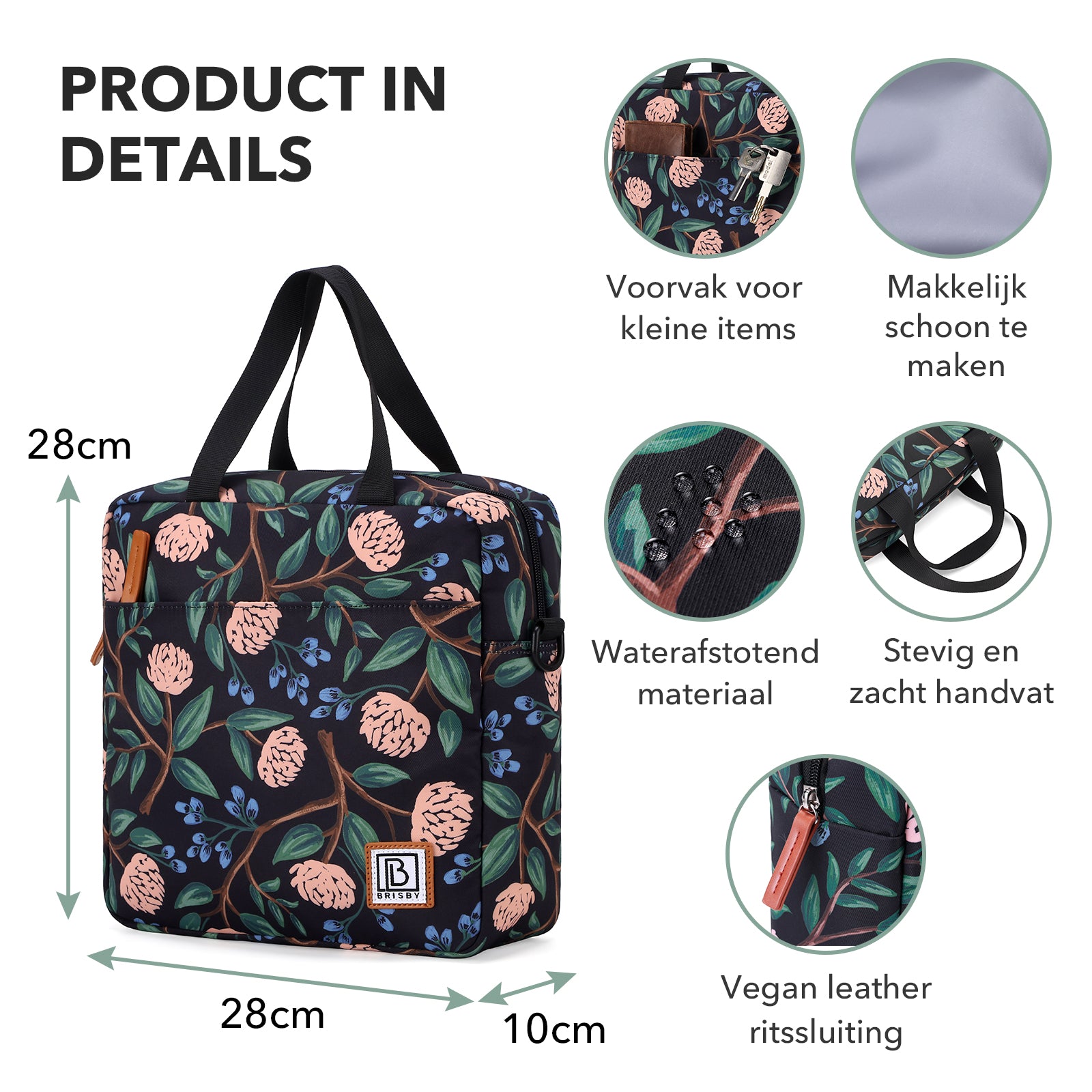 Brisby Koeltas Lunchtas 7L - Inclusief 2 Koelelementen & Schouderband -  Passion Flower