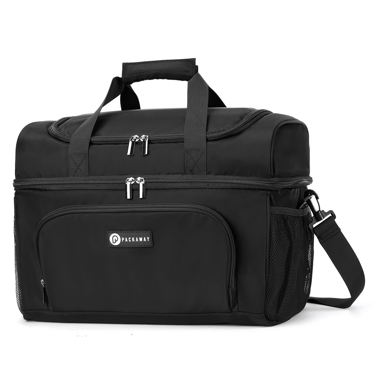 Packaway Koeltas 20L - Lunchtas - Inclusief 4 Koelelementen - Dubbel Compartiment - 4-Laags Geïsoleerd - Waterafstotend - Signature Black
