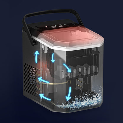 Bardi 1.3L Deluxe IJsblokjesmachine Square – IJsblokmaker Inclusief Luxe Thermosbeker en IJsschep – 9 Blokjes in 8 Minuten – RVS