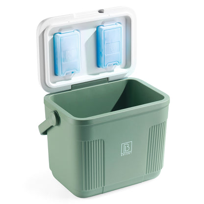Brisby Koelbox 22L groen + 3-delige vershoudbakjes + 2 thermosflessen 0,5L set