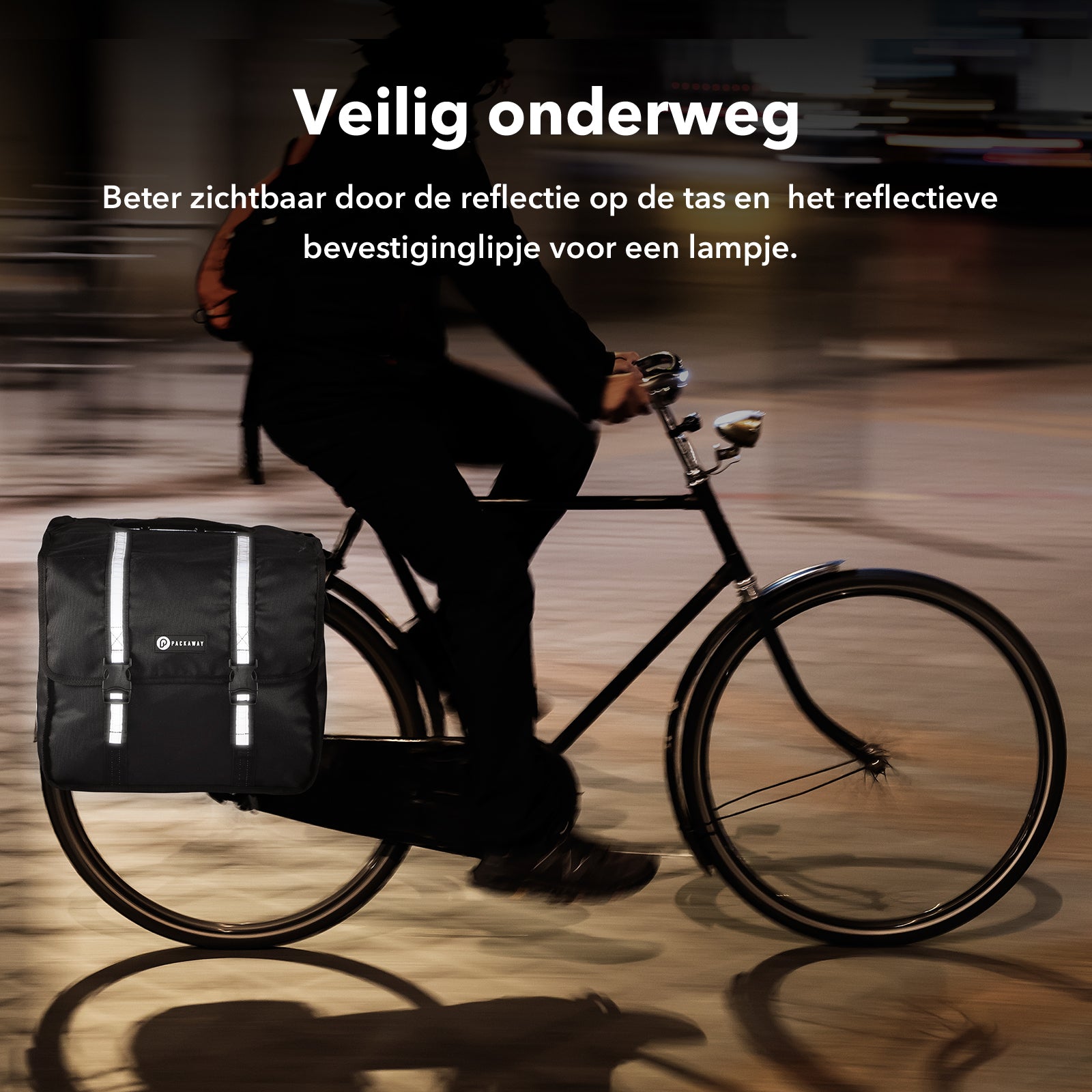 Packaway Dubbele Fietstassen - Waterdicht Fietstassen Elektrische Fiets - Reflectie - Zwart 36 Liter