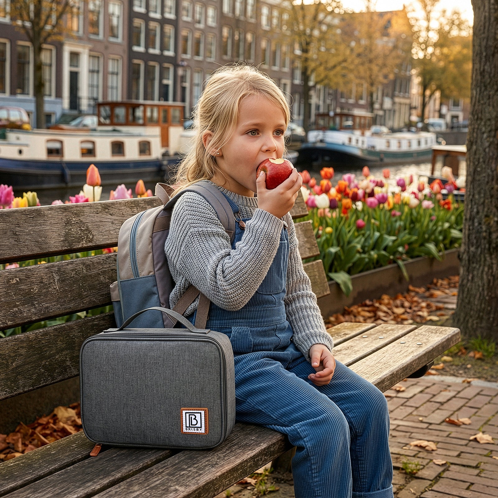 Brisby Koeltas & Lunchtas 2,5 Liter voor Kinderen - Inclusief Koelelement & Naamkaartje - Donkergrijs