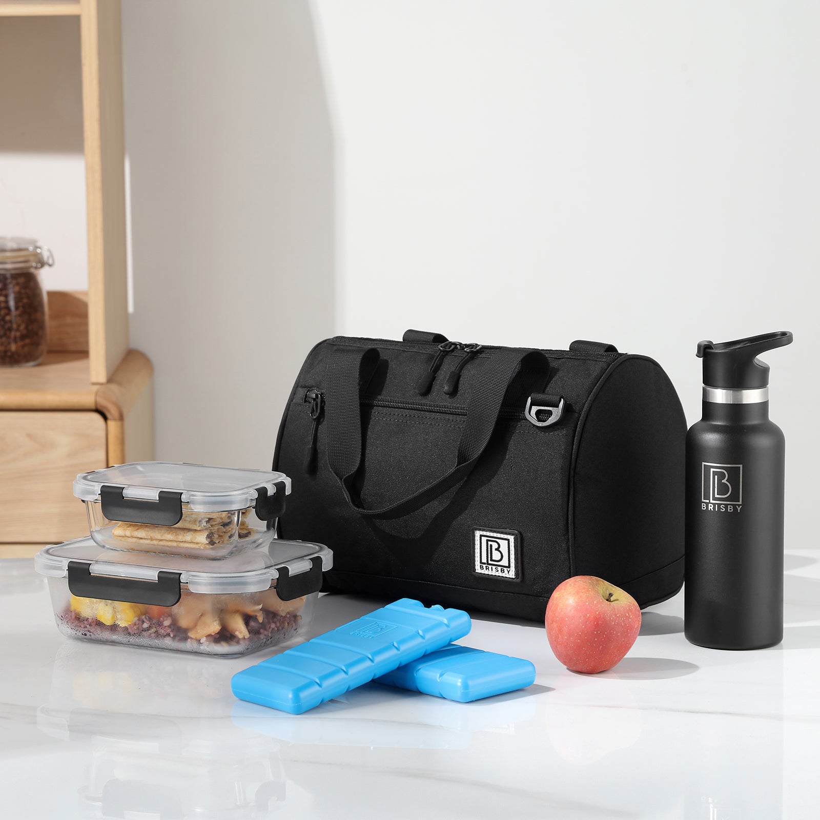 Brisby Koeltas Lunchtas 10L - 4-Laagse Isolatie - Inclusief 2 Koelelementen & Schouderband - Zwart