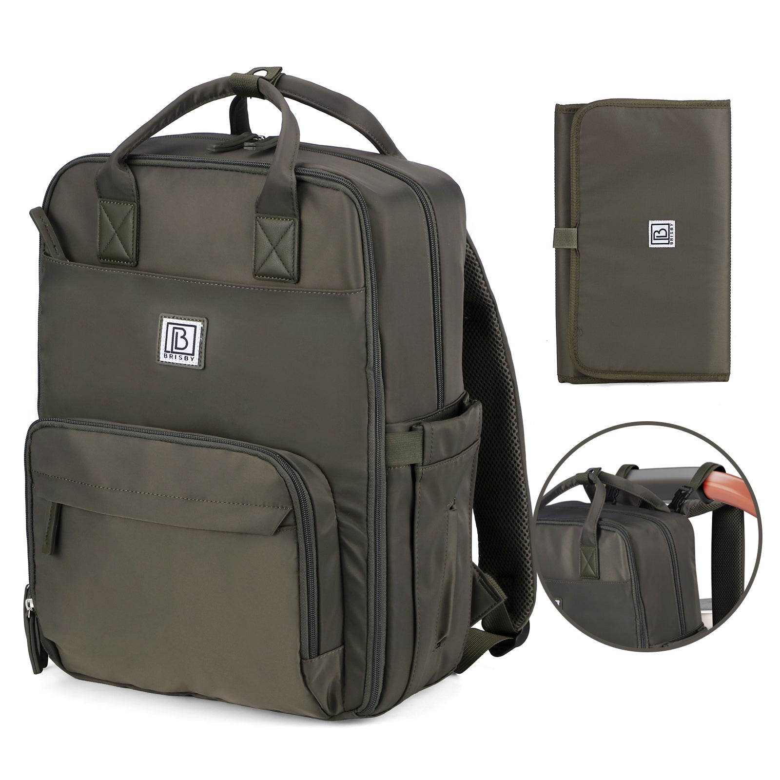 Brisby slijtvaste Luiertas – verzorgingstas – met buggymontage - Forest Green