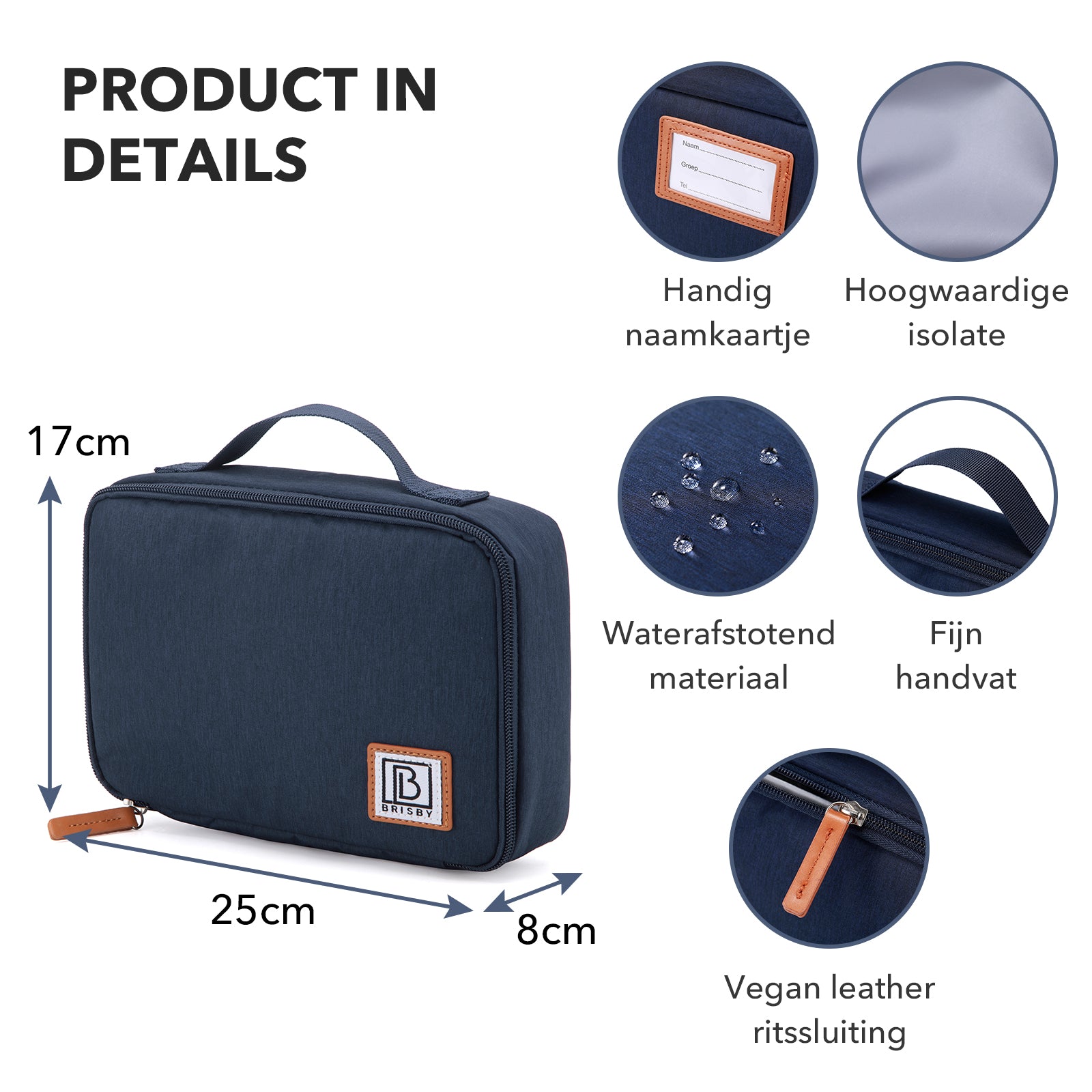 Brisby Koeltas & Lunchtas 2,5 Liter voor Kinderen - Inclusief Koelelement & Naamkaartje - Blauw
