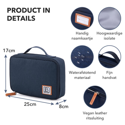 Brisby Koeltas & Lunchtas 2,5 Liter voor Kinderen - Inclusief Koelelement & Naamkaartje - Blauw