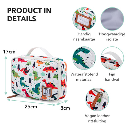 Brisby Koeltas & Lunchtas 2,5 Liter voor Kinderen - Inclusief Koelelement & Naamkaartje - Dino