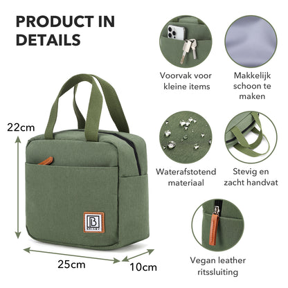 Brisby Koeltas Lunchtas 4L - Waterafstotend - Geïsoleerde Kolftas - Inclusief Koelelement - Groen