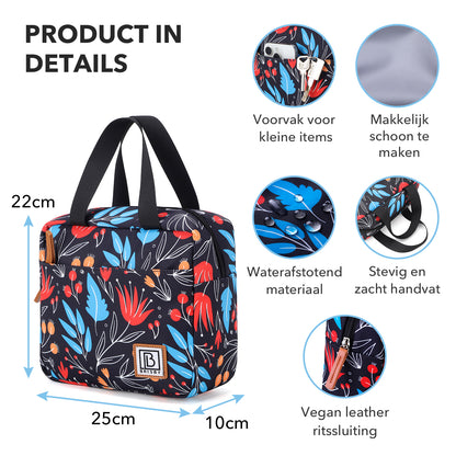 Brisby Koeltas Lunchtas 4L - Waterafstotend - Geïsoleerde Kolftas - Inclusief Koelelement - Night Flower