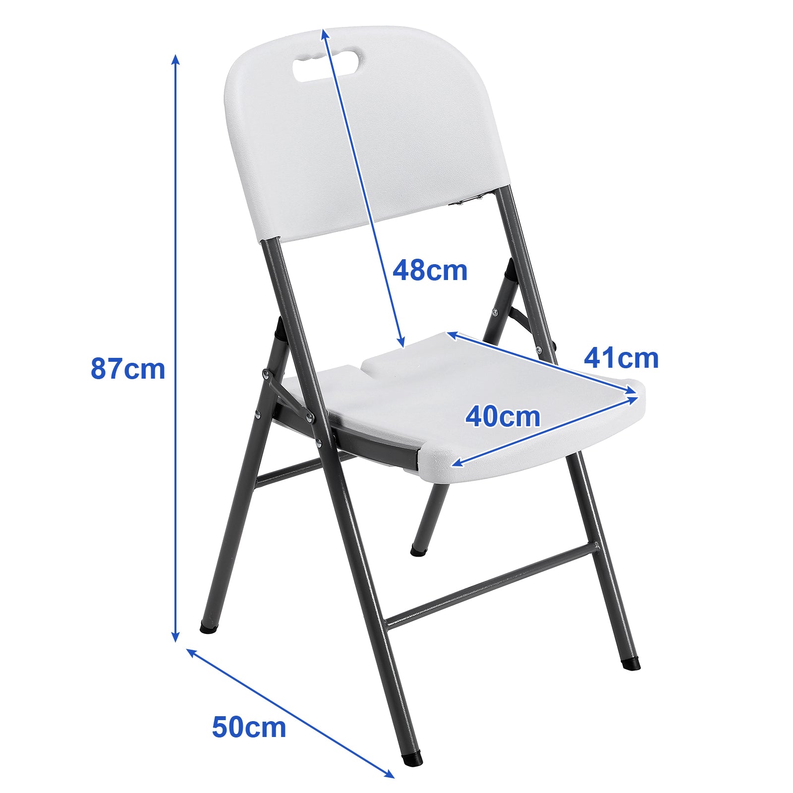 Bardi 8 Delige Klapstoelenset – Vouwstoelenset Zware Kwaliteit, Weersbestending 47 x 54 x 87 cm. – Wit / Grijs