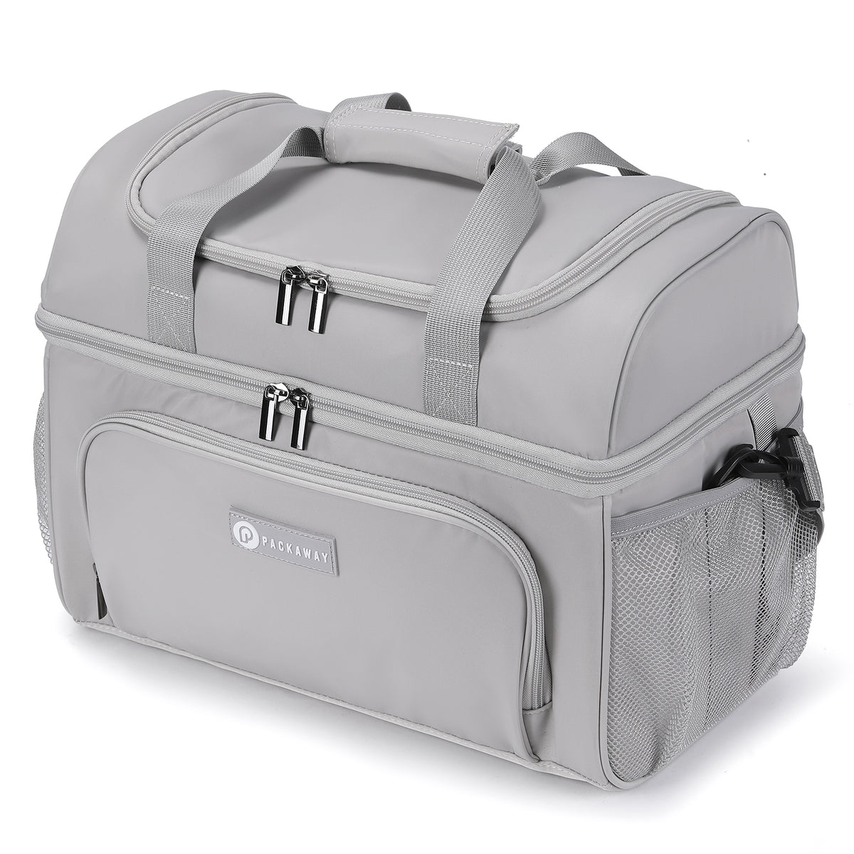 Packaway Koeltas 20L - Lunchtas - Inclusief 4 Koelelementen - Dubbel Compartiment - 4-Laags Geïsoleerd - Waterafstotend - Modern Grey