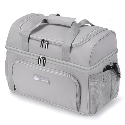 Packaway Koeltas 20L - Lunchtas - Inclusief 4 Koelelementen - Dubbel Compartiment - 4-Laags Geïsoleerd - Waterafstotend - Modern Grey