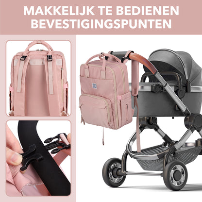 Brisby slijtvaste Luiertas – verzorgingstas – met buggymontage - Soft Pink