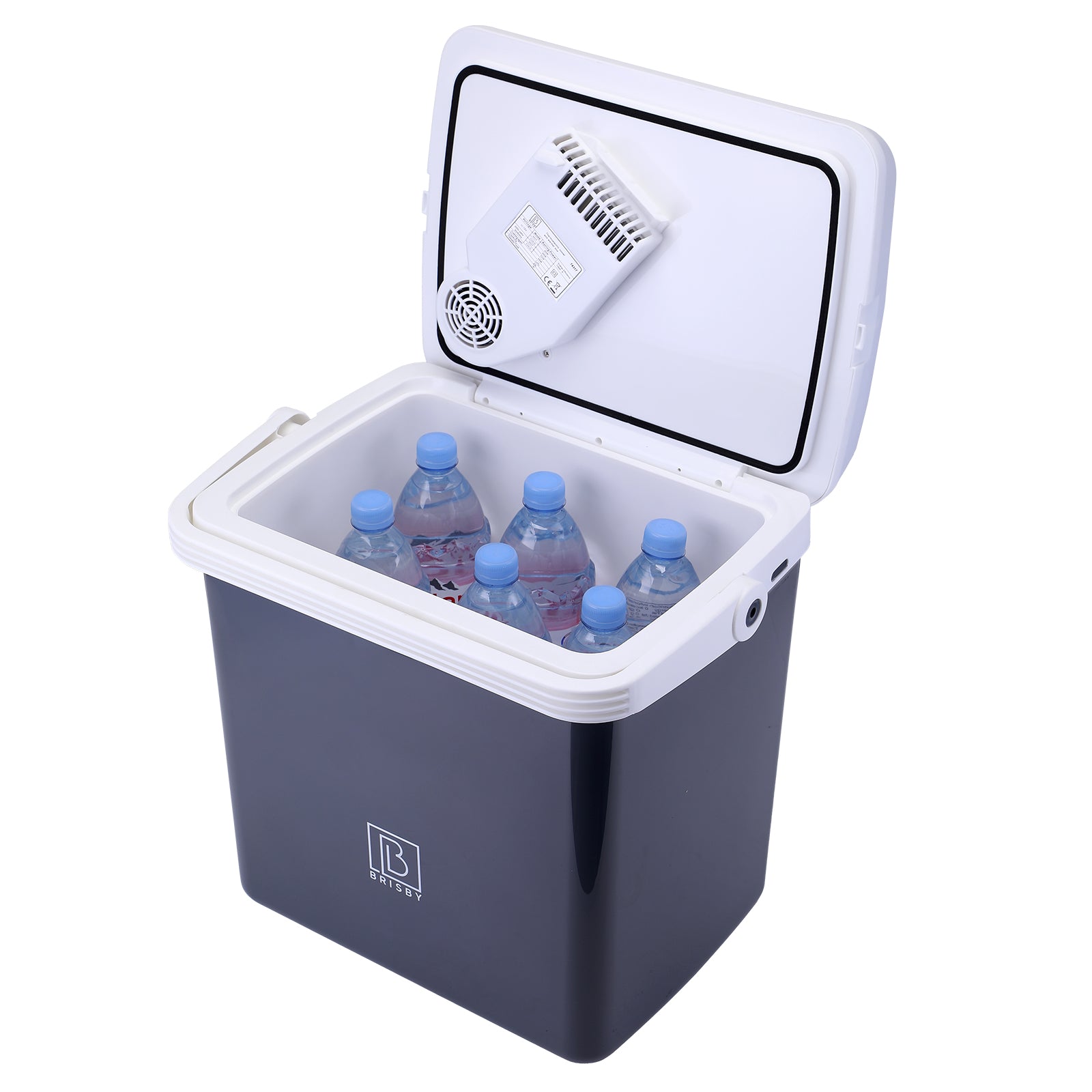 Elektrische koelbox 25L grijs - AC/DC 12V, 220/230V - incl. divider en vershoudbakjes - vergrendelbare deksel