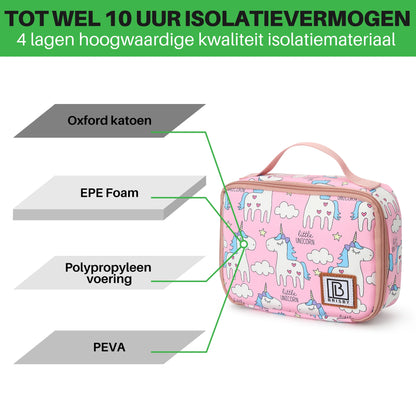 Koeltas 1,5L unicorn - 4-laags geïsoleerd - gratis koelelement