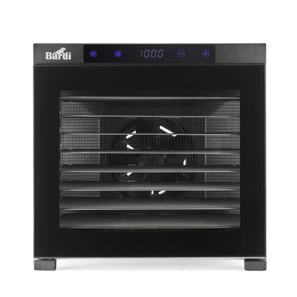 Bardi Voedseldroger 10-laags 1000W RVS - 24-uurs timer - led-bedieningspaneel - incl. 10 inlegvellen en voedseltang