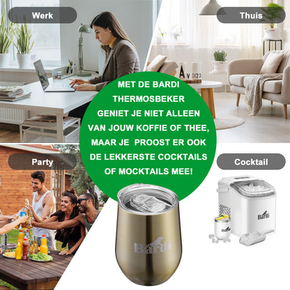 Thermosbeker set goud - 2 bekers met lekvrije deksels - dubbelwandig - 360ml