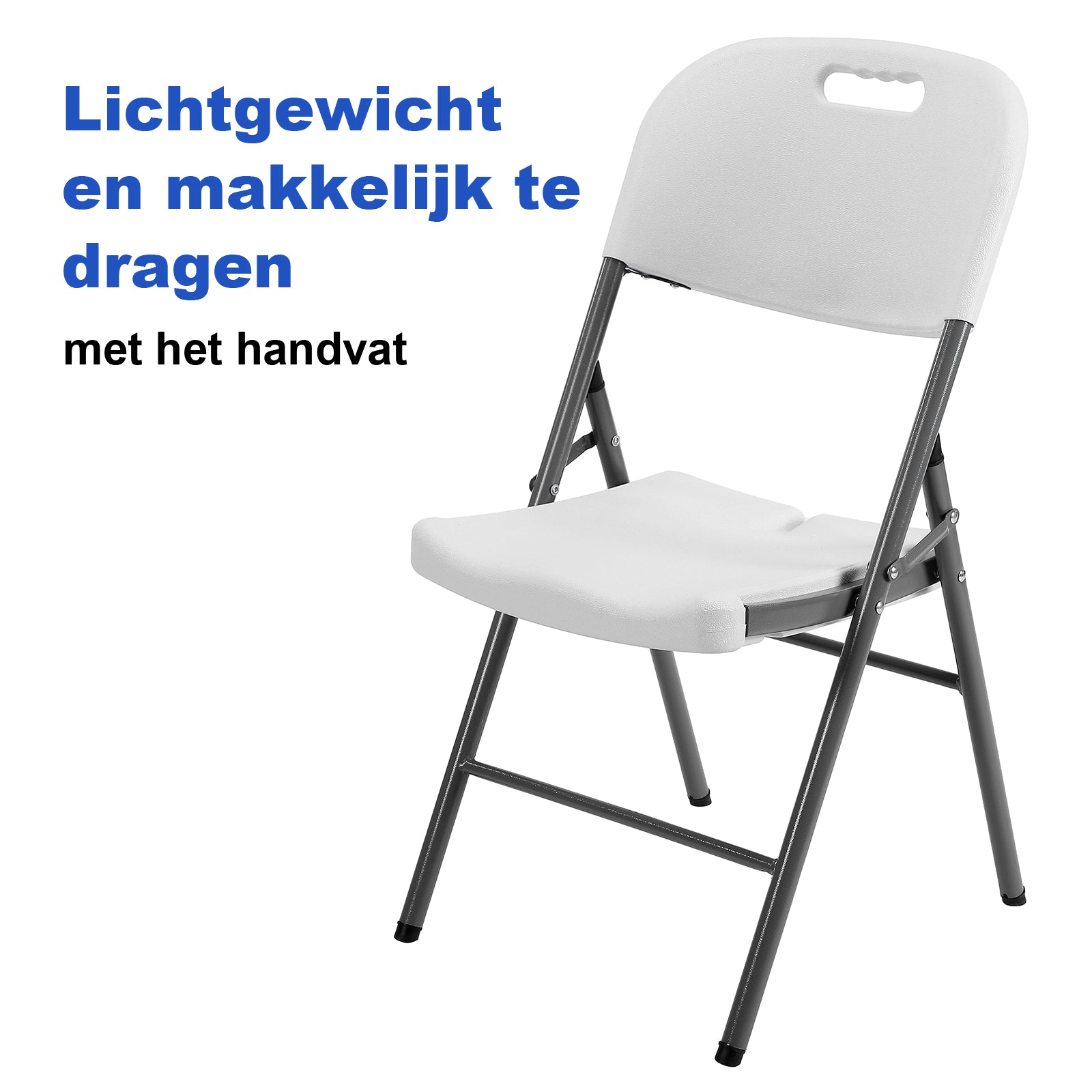 Bardi 8 Piece Folding Chair Set – Heavy Quality Folding Chair Set, Weather Resistant 47 x 54 x 87 cm. - White grey