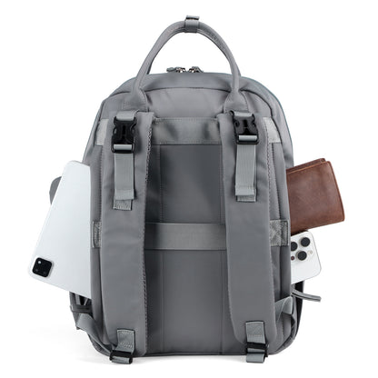 Brisby Premium Luiertas – Uitgebreide en Functionele Verzorgingstas – met buggymontage – Anti Diefstal Vakken - Reistrolley Sleeve - Inclusief verschoonmatje t.w.v.15,99 euro en speenhouder - Levenslange Garantie - Misty Grey