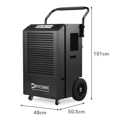 Dryconic Bouwdroger 90L - Professionele luchtontvochtiger - ContinuousDrain® - Auto-Defrost - JobSite™ metalen behuizing - Extra grote luchtinlaat