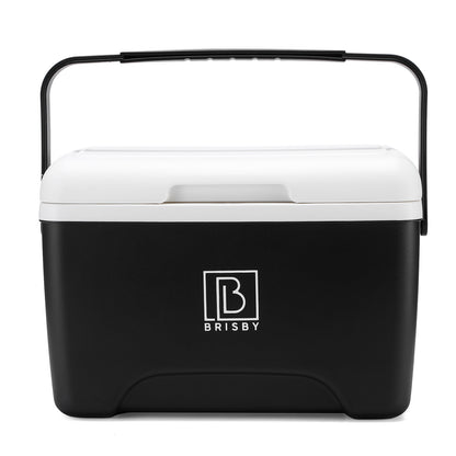Brisby Koelbox - Frigobox - 8L - Zwart - Tot maximaal 40 uur isolatie - Incl. 2 dikke koelelementen van 450ml - Met koelelementen vergrendeld in deksel en Brisby 500ml Zwarte Dubbelwandige Thermosfles
