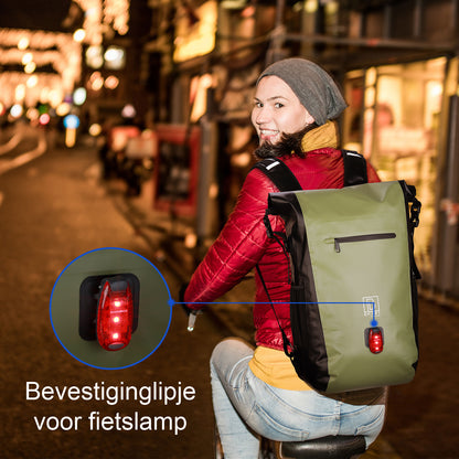 3 in 1 waterproof rolltop bicycle bag set 40-52L green - reflective - high visibility - bicycle bag - backpack - shoulder bag