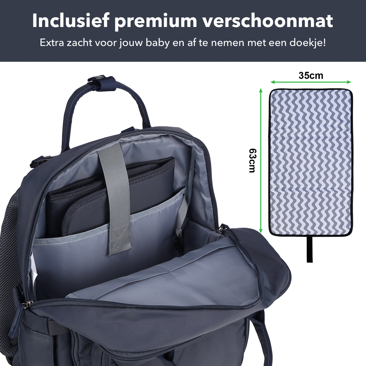 Brisby slijtvaste Luiertas – verzorgingstas – met buggymontage - Urban Blue